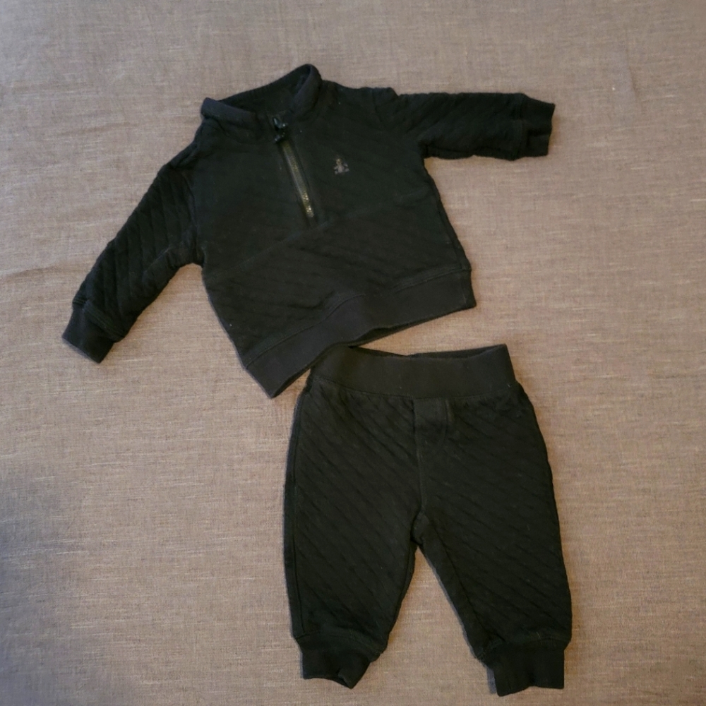 Baby Gap Quilted Half-Zip Outfit Set, Size 0-3 Months, Navy Blue